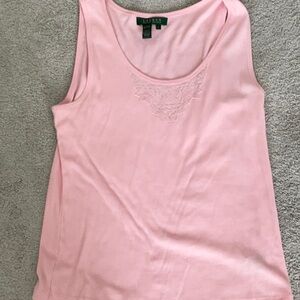 Lauren Pink Lace Trimmed Tee